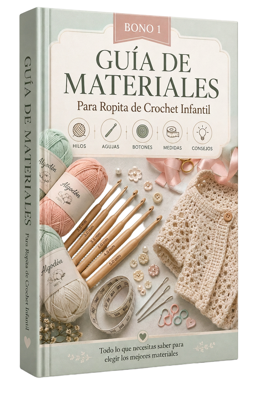 Portada del Bono 1: Guía de Materiales para Ropita de Crochet Infantil