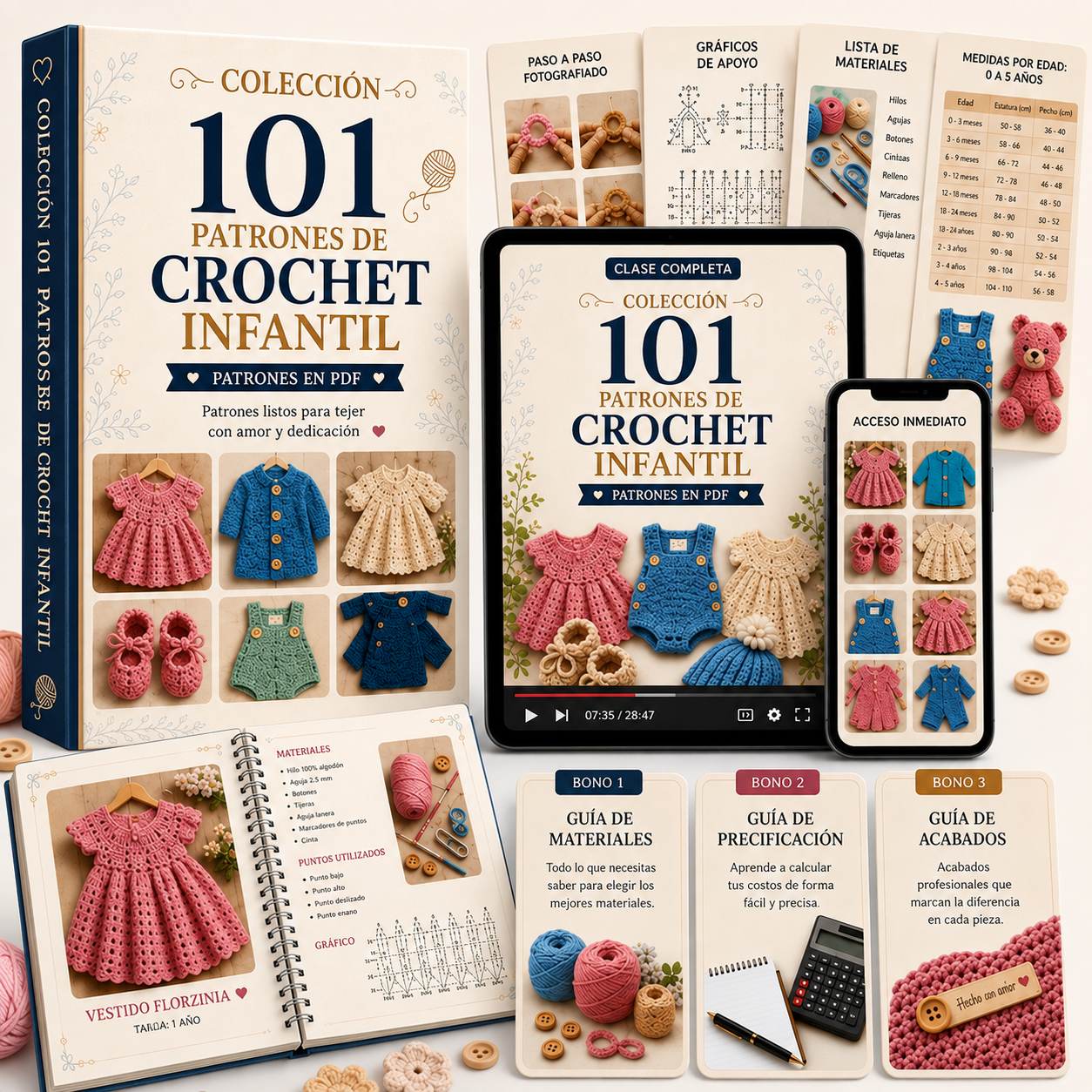 Colección VIP Completa: libro, tablet, móvil y los 3 bonos exclusivos de crochet infantil